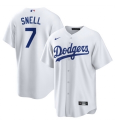 Men Los Angeles Dodgers 7 Blake Snell White 2024 Cool Base Stitched Baseball Jersey