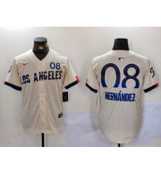 Men Los Angeles Dodgers 8 Kik E9 Hernandez Cream 2024 City Connect Limited Stitched Baseball Jersey