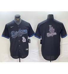 Men Los Angeles Dodgers Team Big Logo Black Cool Base Stitched Baseball Jersey