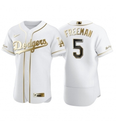 Men's Los Angeles Dodgers #5 Freddie Freeman White Golden Flex Base Stitched Jersey