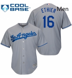 Mens Majestic Los Angeles Dodgers 16 Andre Ethier Replica Grey Road Cool Base MLB Jersey