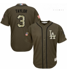 Mens Majestic Los Angeles Dodgers 3 Chris Taylor Authentic Green Salute to Service MLB Jersey 