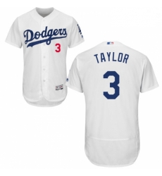 Mens Majestic Los Angeles Dodgers 3 Chris Taylor White Flexbase Authentic Collection MLB Jersey