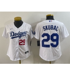 Women Los Angeles Dodgers  29 Tarik Skubal White Cool Base Stitched Baseball Jersey