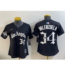 Women Los Angeles Dodgers 34 Fernando Valenzuela Black 2025 World Series Champions LA Gothic Edition Limited Stitched Baseball Jersey Women Los Angeles Dodgers 34 Fernando Valenzuela Black 2025 World Series Champions LA Gothic Edition Limited Stitched Baseball Jersey