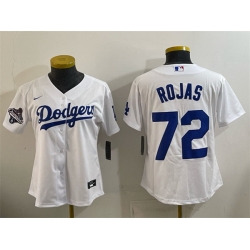 Women Los Angeles Dodgers 72 Miguel Rojas White 2025 World Series Champions Home Cool Base Stitched Baseball Jersey 