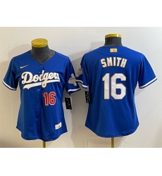 Youth Los Angeles Dodgers  16 Will Smith Royal 2026 Alternate Gold Collection Stadium Stitched Baseball Jersey