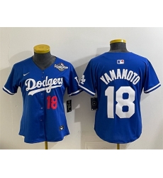 Youth Los Angeles Dodgers 18 Yoshinobu Yamamoto Royal 2025 World Series Patch Limited Stitched Baseball Jersey Youth Los Angeles Dodgers 18 Yoshinobu Yamamoto Royal 2025 World Series Patch Limited Stitched Baseball Jersey