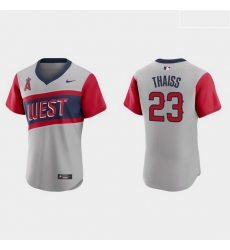 Men Los Angeles Angels 23 Matt Thaiss Men Nike Gray 2021 Little League Classic Authentic MLB Jersey