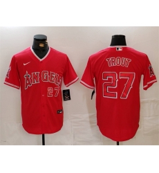 Men Los Angeles Angels 27 Mike Trout Red Stitched Baseball Jersey