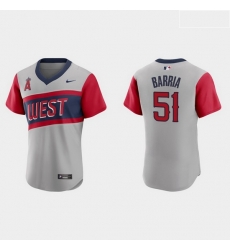 Men Los Angeles Angels 51 Jaime Barria Men Nike Gray 2021 Little League Classic Authentic MLB Jersey