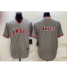 Men Los Angeles Angels Gray Team Big Logo Cool Base Stitched Jersey