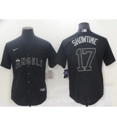 Men Men Los Angeles Angels 17 Ohtani Black nickname 2021 Nike MLB Jersey