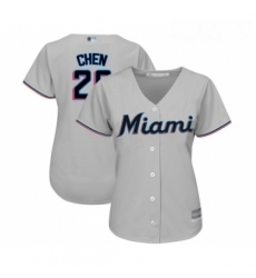 Womens Miami Marlins 20 Wei Yin Chen Replica Grey Road Cool Base Baseball Jersey