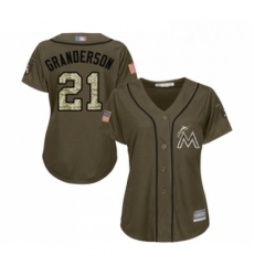 Womens Miami Marlins 21 Curtis Granderson Authentic Green Salute to Service Baseball Jersey 