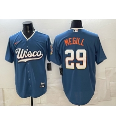 Men Milwaukee Brewers 29 Trevor Megill Mineral Blue 2026 City Connect Stadium Stitched Baseball Jersey Men Milwaukee Brewers 29 Trevor Megill Mineral Blue 2026 City Connect Stadium Stitched Baseball Jersey