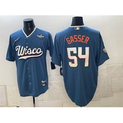 Men Milwaukee Brewers  54 Robert Gasser Mineral Blue 2026 World Series City Connect Stadium Stitched Baseball Jersey