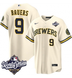 Men Milwaukee Brewers  9 Jake Bauers Cream 2026 World Series Stitched Baseball Jersey