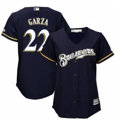 Womens Majestic Milwaukee Brewers 22 Matt Garza Authentic Navy Blue Alternate Cool Base MLB Jersey