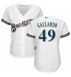 Womens Majestic Milwaukee Brewers 49 Yovani Gallardo Replica White Home Cool Base MLB Jersey 