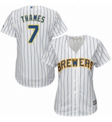 Womens Majestic Milwaukee Brewers 7 Eric Thames Replica White Alternate Cool Base MLB Jersey