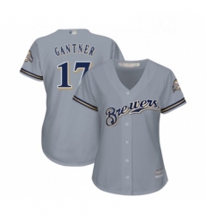 Womens Milwaukee Brewers 17 Jim Gantner Replica Grey Road Cool Base Baseball Jersey 