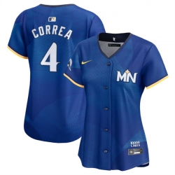 Women Minnesota Twins 4 Carlos Correa Royal 2024 City Connect Limited Stitched Baseball Jersey