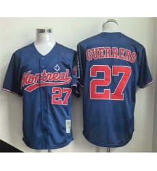 Men Montreal Expos 27 Vladimir Guerrero Navy Cooperstown Collection Stitched MLB Jersey