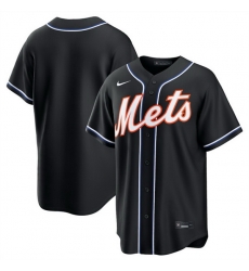 Men New York Mets Blank 2026 Fashion Replica Black Out Stitched Baseball Jersey
