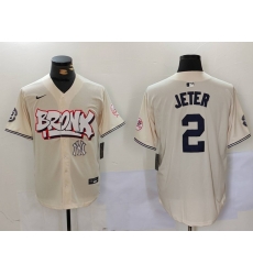 Men New York Yankees 2 Derek Jeter Cream The Bronx Graffiti V2 Vapor Limited Stitched Baseball Jersey 1