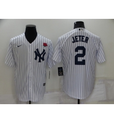 Men New York Yankees 2 Derek Jeter White Cool Base Stitched Baseball Jerseys