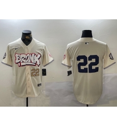 Men New York Yankees 22 Juan Soto Cream Bronx Graffiti V2 Vapor Limited Stitched Baseball Jersey 1