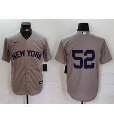 Men New York Yankees 52 CC Sabathia Grey Cool Base Stitched Baseball Jersey