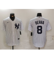 Men New York Yankees 8 Yogi Berra White Cool Base Stitched Baseball Jersey