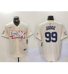 Men New York Yankees 99 Aaron Judge Cream The Bronx Graffiti V2 Vapor Limited Stitched Baseball Jersey 3