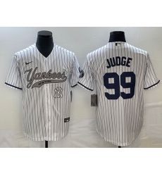 Men New York Yankees 99 Aaron Judge White With Patch Cool Base Stitched Baseball Jersey