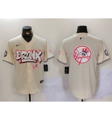 Men New York Yankees Blank Cream The Bronx Graffiti V2 Vapor Limited Stitched Baseball Jersey 14