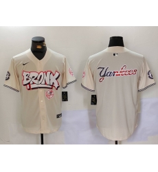 Men New York Yankees Blank Cream The Bronx Graffiti V2 Vapor Limited Stitched Baseball Jersey  3