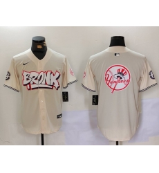 Men New York Yankees Blank Cream The Bronx Graffiti V2 Vapor Limited Stitched Baseball Jersey 5 892