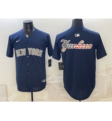 Men New York Yankees Team Big Logo Navy Limited Stitched Baseball Jersey 002
