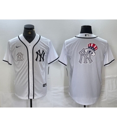 Men New York Yankees White Team Big Logo Cool Base Stitched Baseball Jersey 22