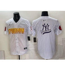 Men New York Yankees X Spider Man Team Big Logo White Limited Stitched Baseball Jerseys