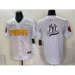 Men New York Yankees X Spider Man Team Big Logo White Limited Stitched Baseball Jerseys