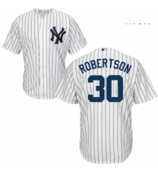 Mens Majestic New York Yankees 30 David Robertson Replica White Home MLB Jersey 