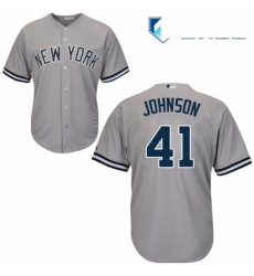 Mens Majestic New York Yankees 41 Randy Johnson Replica Grey Road MLB Jersey