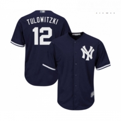 Mens New York Yankees 12 Troy Tulowitzki Replica Navy Blue Alternate Baseball Jersey 