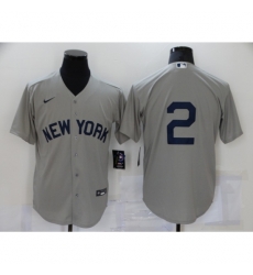 Men's Nike New York Yankees #2 Derek Jeter Authentic Gray Game Jersey