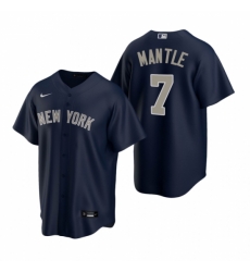 Mens Nike New York Yankees 7 Mickey Mantle Navy Alternate Stitched Baseball Jerse