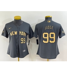 Women New York Yankees 99 Aaron Judge 2022 All Star Charcoal Stitched Baseball Jersey 28Run Small 29