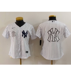 Women New York Yankees White Team Big Logo Cool Base Stitched Jersey 14